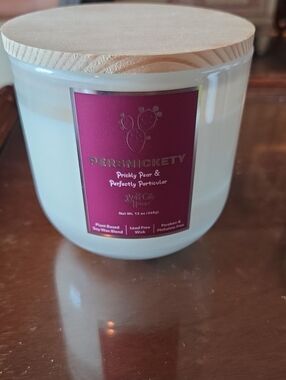 Persnickety Prickly Pear & Perfectly Particular Candle - White, Magenta Label